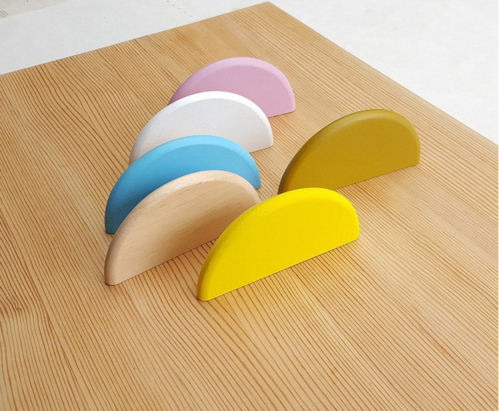 Colorful Semicircle Wood Knobs Handle Pull Dresser Etsy