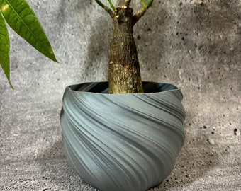Vaso de flores torcido médio para plantas de todos os tipos (cor cinza claro fosco) - 6" de diâmetro por 4,5" de altura