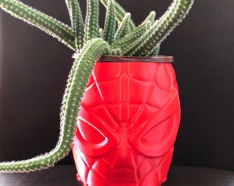 Medium Spider-Man Planter (Red) for Succulents, Cactus or any Plant - 4.5&quot; wide, 5.5&quot; tall and 6&quot; deep; USA Store