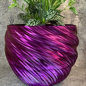 XXXL Twisted Flowerpot for Plants of all Kinds (Crystal Purple color) - 14" Diameter by 11" Tall; Modern Planter; USA Store