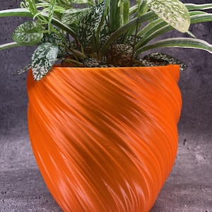 Extra groot – extra hoog – gedraaide bloempot voor allerlei soorten planten (kristaloranje sprankelende kleur) – diameter 10 x 10 inch