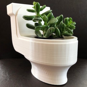 Unique Planter-Medium White Toilet Planter for Plants of all kinds - 4&quot; Wide by 5.5&quot; Tall; Flowerpot; USA Store