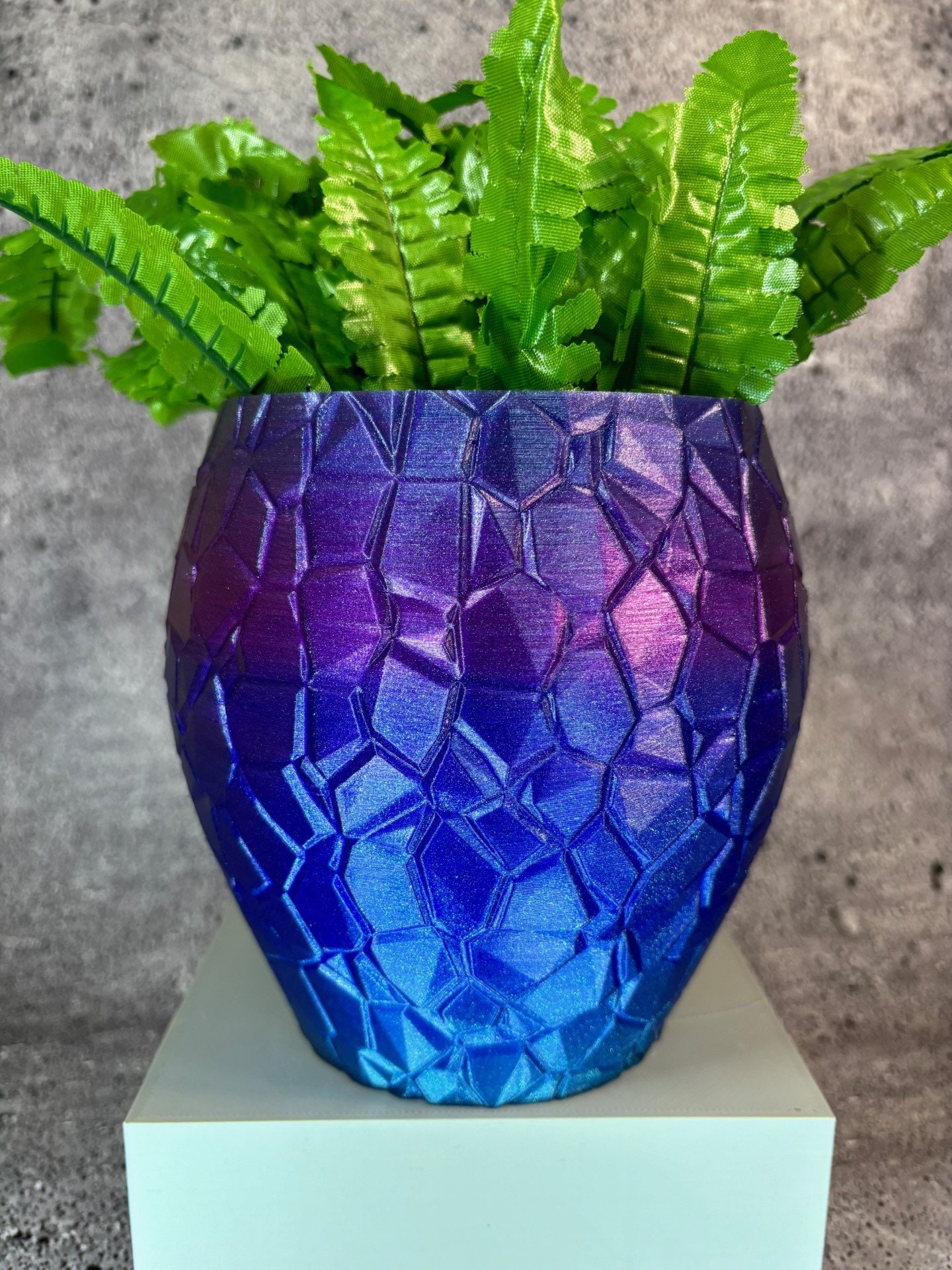 Maceta mediana para plantas de todo tipo (color arcoíris azul y morado) - 6" de diámetro por 6" de alto Maceta colorida Maceta única; Tienda de EE. UU.