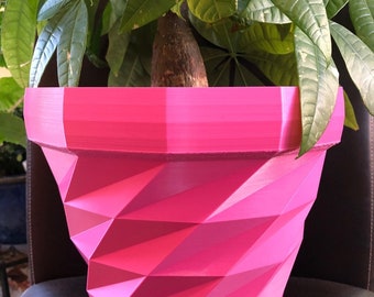 Extra Large Flower Pot with Saucer for Plants of all kinds ( Pink color ) - 9.75" Diameter by 8" Tall