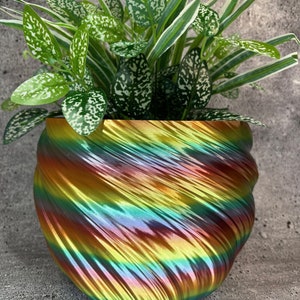 Extra Large Twisted Flower Pot for Plants of all kinds - 10&quot; Diameter by 7.75&quot; Tall Colorful Planter Modern Planter; USA Store
