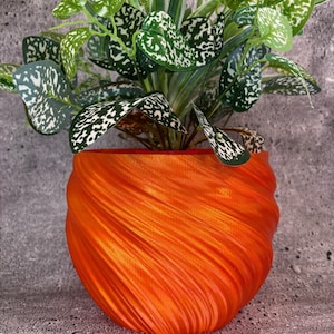 Large Twisted Flowerpot for Plants of all kinds (Gradient Orange color) - 8" Diameter by 6" Tall