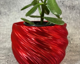 Medium Twisted Flowerpot for Plants of all kinds (Gradient Red color) - 6" Diameter by 4.5" Tall