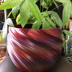 Extra Large Twisted Flower Pot for Plants of all kinds (Red/Gold/Purple Starlight color) - 10" Diameter by 7.75" Tall