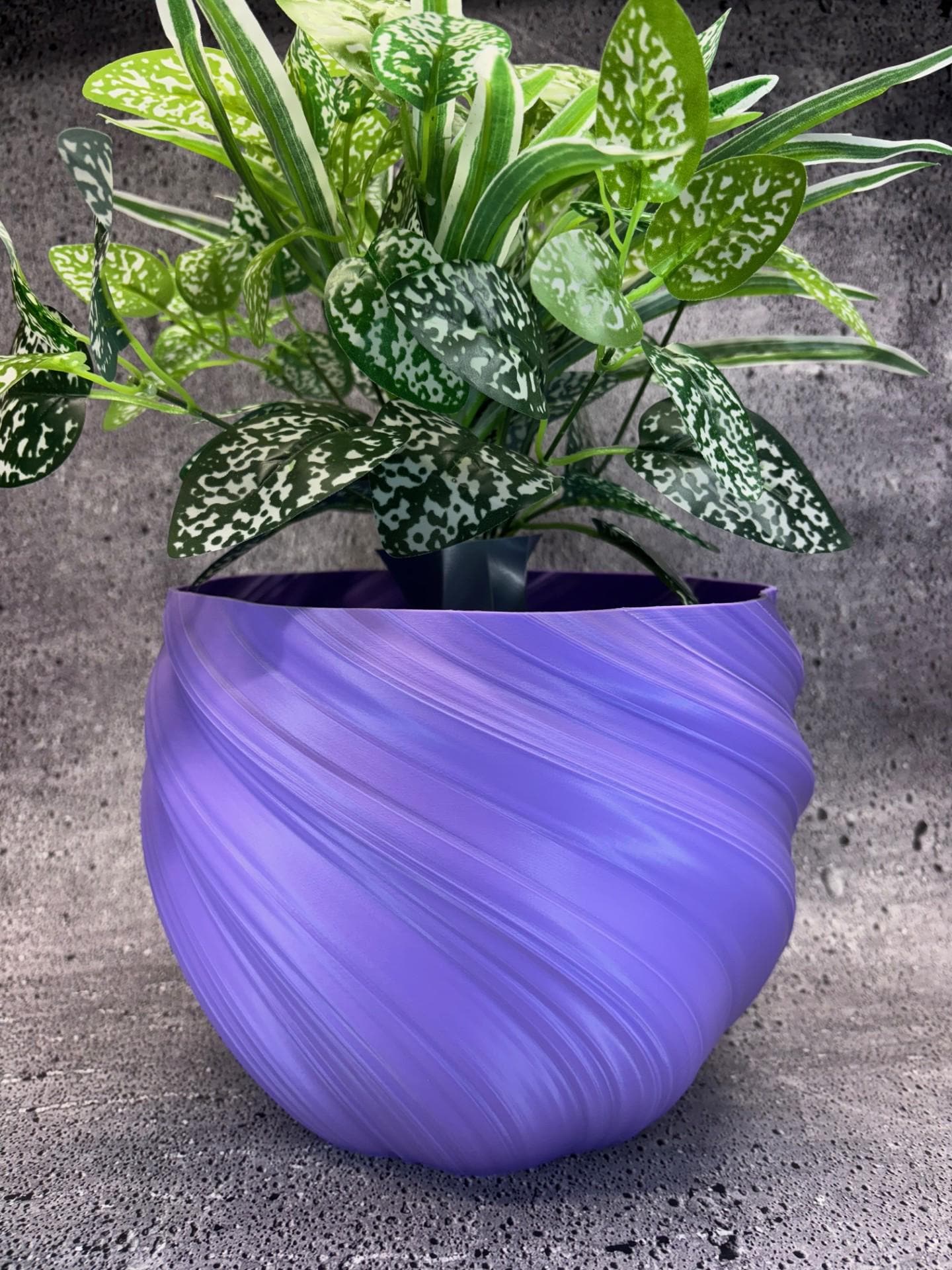 Extra Large Twisted Flowerpot for Plants of all kinds (Pastel Purple color)- 10" Diameter by 7.75" Tall Colorful Planter Modern Planter