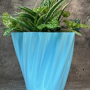 Unik kruka - Extra stor blomkruka för växter av alla slag (babyblå färg) - 25 cm diameter och 21 cm höjd Färgglad kruka Modern kruka