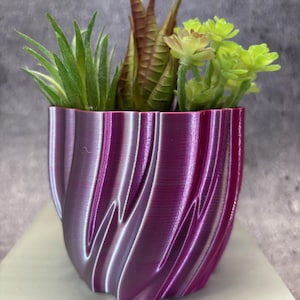 Unique Planter-Small Flowerpot for Plants of all kinds (Dual Rose Red and Silver color) - 4" Diameter by 3.5" Tall; USA Store