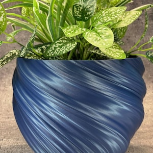 Extra Large Twisted Flowerpot for Plants of all kinds (Matte Navy Blue color) - 10&quot; Diameter by 7.75&quot; Tall Colorful Planter Modern Planter