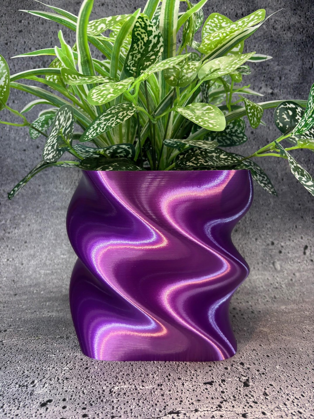 あらゆる種類の植物用の大型植木鉢（パープルシルク色） - 直径8インチ