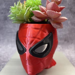 Small Spider-Man Planter for Succulents, Cactus or any Plant - 3" wide, 3.75" tall and 4" deep; USA Store