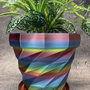 Bunter Übertopf - Extra Großer Blumentopf mit Untersetzer für Pflanzen aller Art - 25 cm Durchmesser mal 20 cm Hoch; USA Shop