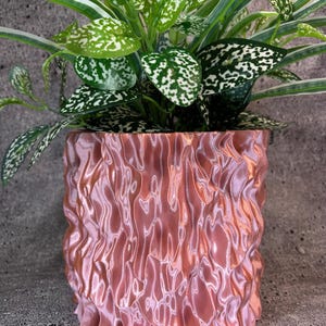 Large Flowerpot for Plants of all kinds (Silk Rose Gold color) - 8" Diameter by 7" Tall; Colorful Planter; Unique Planter