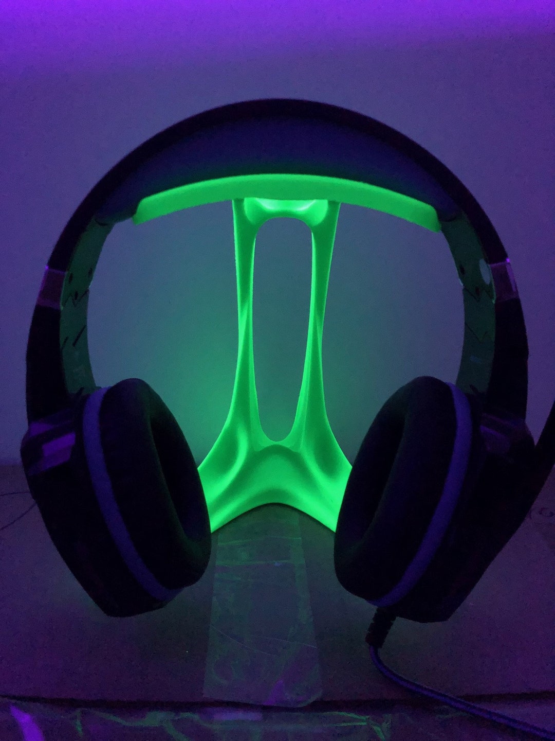 UV Reactive Neon Green Headphone Stand With Arched Support 8 Etsy