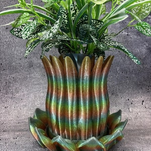 Extra Large Flowerpot with Saucer for Plants of all kinds (Crystal Sparkle Multi color) - 7.25" Diameter by 8.375" Tall; Unique; USA Store