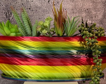 Unique Planter-Oval Windowsill Planter for Plants of all kinds w/Tray (Multi color) - 14" Long by 4" Wide by 5" Tall; USA Store