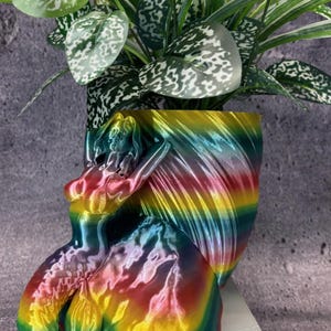 Large Mermaid on Rock with Flowerpot for Plants of all kinds (Multi color) - 6" Wide by 6" Tall and 10" Deep