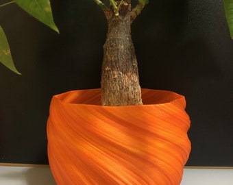 Medium Twisted Flowerpot for Plants of all kinds (Gradient Orange color) - 6" Diameter by 4.5" Tall