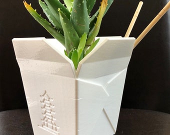 Large White Takeout Box Planter V2 for Plants of all kinds (White color) - 5" Wide by 5" Tall (Overall height and width)