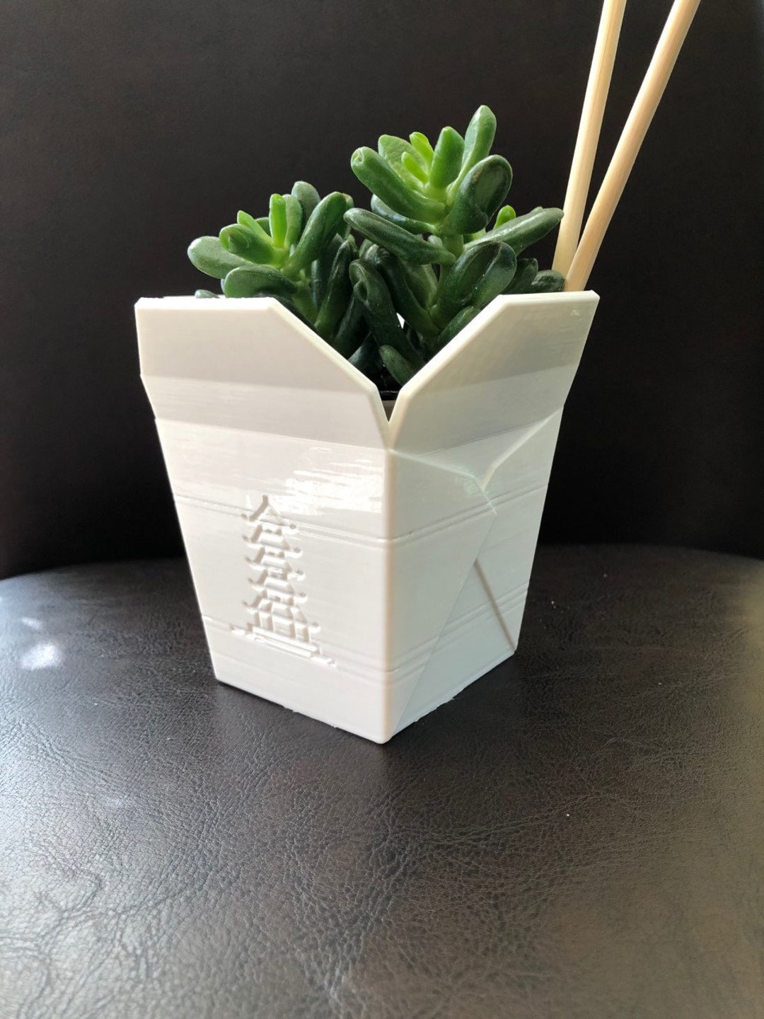 Medium White Takeout Box Planter V2 for Plants of all kinds (White color) - 4" Wide by 4" Tall (Overall height and width)