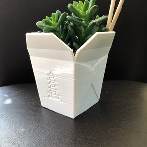 Medium White Takeout Box Planter V2 for Plants of all kinds (White color) - 4" Wide by 4" Tall (Overall height and width)