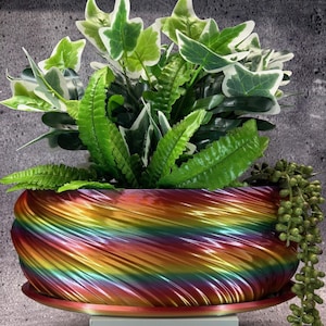 Unique Planter-Oval Windowsill Planter for Plants of all kinds w/Tray (Multi color)-14" Long by 6" Wide by 5" Tall; USA Store