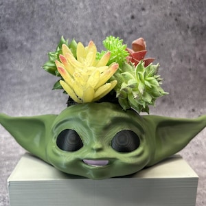 Small Baby Yoda planter for Succulents, Cactus or any Plant - 2" diameter opening and 8" wide; USA Store