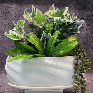 Unieke plantenbak-ovale vensterbank voor allerlei soorten planten met blad (witte kleur) - 14" lang x 4" breed x 5" hoog; VS-winkel