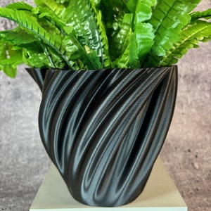 Maceta única de tamaño mediano para plantas de todo tipo (color negro), 15 cm de diámetro por 13 cm de alto, maceta colorida, maceta moderna; tienda de EE. UU.
