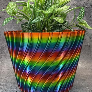 Unique Planter-XXXL Flowerpot for Plants of all kinds (Rainbow color) - 13.75" Diameter by 9.75" Tall Colorful Planter Unique Planter