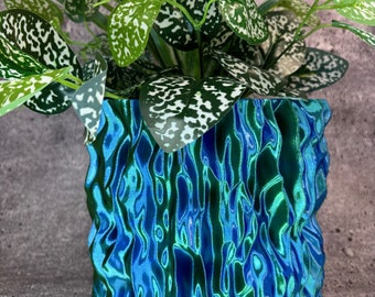 Maceta única - Maceta grande para plantas de todo tipo (color azul y verde) - 8" de diámetro por 7" de alto Maceta colorida Maceta única