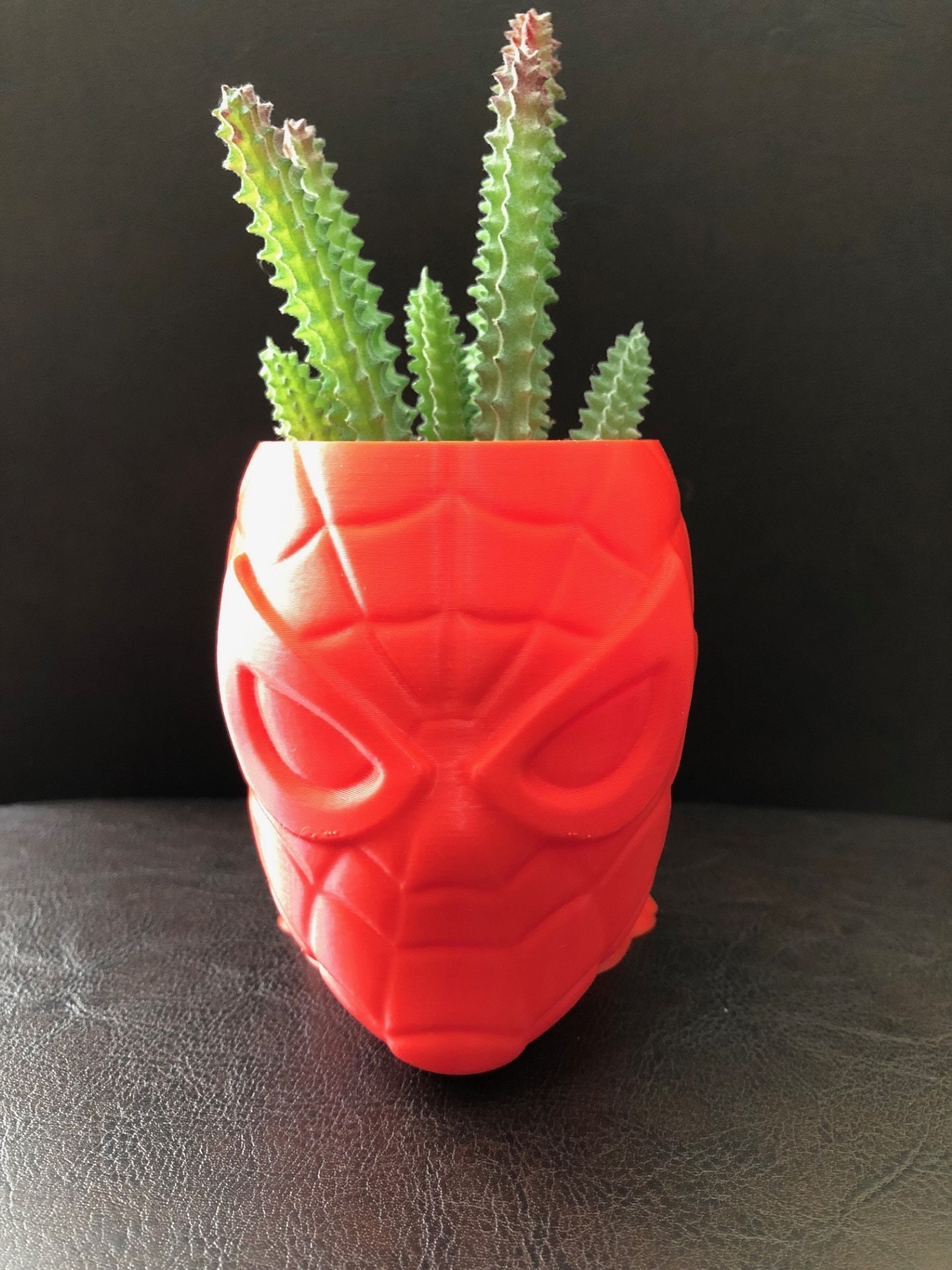 Small Spider-Man Planter (Red) for Succulents, Cactus or any Plant - 3" wide, 3.75" tall and 4" deep; USA Store