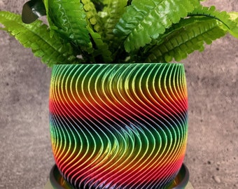 Vaso da fiori medio con vassoio di drenaggio integrato per piante di tutti i tipi (colore arcobaleno) - diametro 5,75 pollici e altezza 5 pollici
