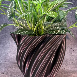 Unique Planter-Large Flowerpot for Plants of all kinds (Shade-shifting Midnight Golden Red color) - 8" Diameter by 7" Tall; Modern Planter