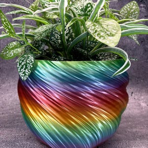 Extra Large Twisted Flowerpot for Plants of all kinds (Multi color)- 10" Diameter by 7.75" Tall; Colorful Planter; Modern Planter; USA Store