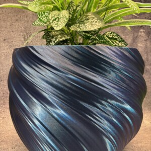 XXXL Twisted Blumentopf für Pflanzen aller Art (Shade-Verschiebung Peacock Blue Farbe) - 14 "Durchmesser mal 11" Hoch;  Moderner Übertopf