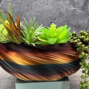 Maceta extragrande y poco profunda con forma retorcida para suculentas o gatos (color rojo/dorado/negro Starlight) - 30,5 cm de diámetro x 11,4 cm de alto; Maceta moderna