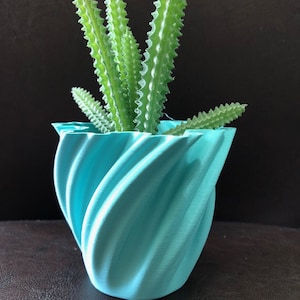Unik kruka - Liten blomkruka för växter av alla slag (pastell ljusblå färg) - 10 cm diameter och 8,5 cm hög Färgglad kruka Modern kruka