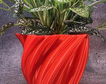 Maceta única - Maceta grande para todo tipo de plantas (color coral vibrante) - 20 cm de diámetro por 18 cm de alto - Maceta colorida - Maceta moderna