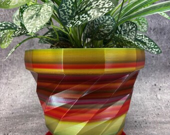 カラフルなプランター - あらゆる種類の植物用の受け皿付き大型植木鉢