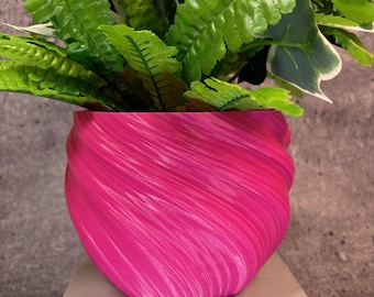 Medium Twisted Flowerpot for Plants of all kinds (Magenta color) - 6" Diameter by 4.5" Tall Colorful Planter Modern Planter