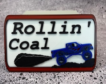 Rollin 'Coal Badge - 6,5 "lang und 4" hoch (rot, weiß, blau, schwarz) Toolbox Abzeichen; Kühlschrankmagnet; USA Shop