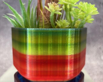 Unique Planter-Pot for Succulents, Cactus or any Plant with built in drainage tray (Multi color) - 4"x3.5" -Small; USA Store
