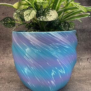 Extra Large Tall Twisted Flowerpot for Plants of all kinds (Light Blue and Pink color)- 10&quot; Diameter by 8.75&quot; Tall; Colorful Planter