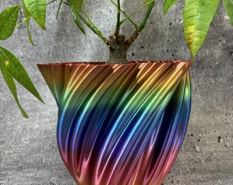 Large Flower Pot for Plants of all kinds (Rainbow color) - 8" Diameter by 7" Tall