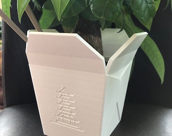 Extra Large White Takeout Box Planter V2 for Plants of all kinds (White color) - 6" Wide by 6" Tall (Overall height and width)