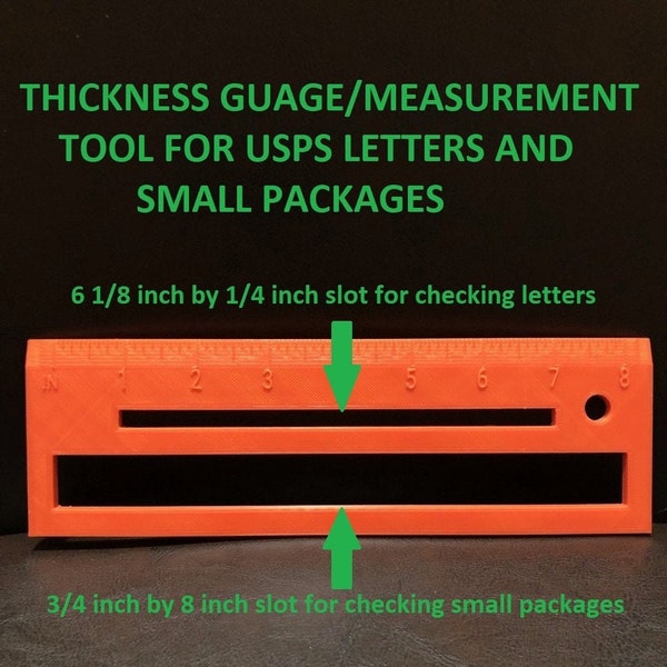 USPS Letter and Small Package Thickness Guage and Measurement Tool, Plus 8 inch Ruler, 4 in 1 Tool, Shipping Tool